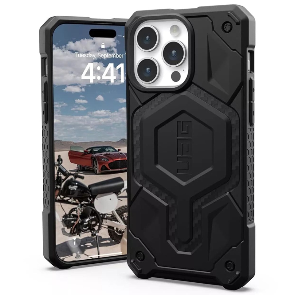 Husa pentru iPhone 15 Pro Max, Monarch Pro MagSafe, UAG - Carbon Fiber