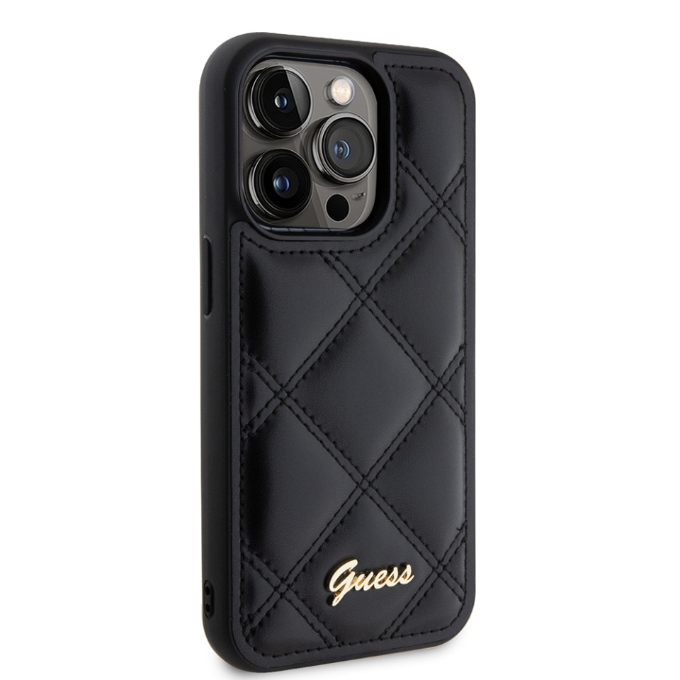 Husa pentru iPhone 15 Pro Max Quilted Metal Logo, Guess - Negru - 3 | YEO
