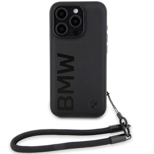 Husa pentru iPhone 15 Pro Max, Signature Leather Wordmark Cord, BMW - Negru mat - 2 | YEO