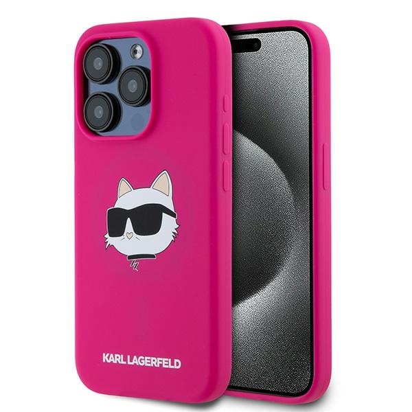 Husa pentru iPhone 15 Pro, Silicone MagSafe, Karl Lagerfeld - Fucsia