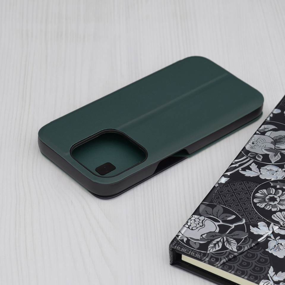 Husa pentru iPhone 15 Pro, SKYDDAR INNOVATION, eFold, tip carte, Verde, set cu sticker - 1 | YEO
