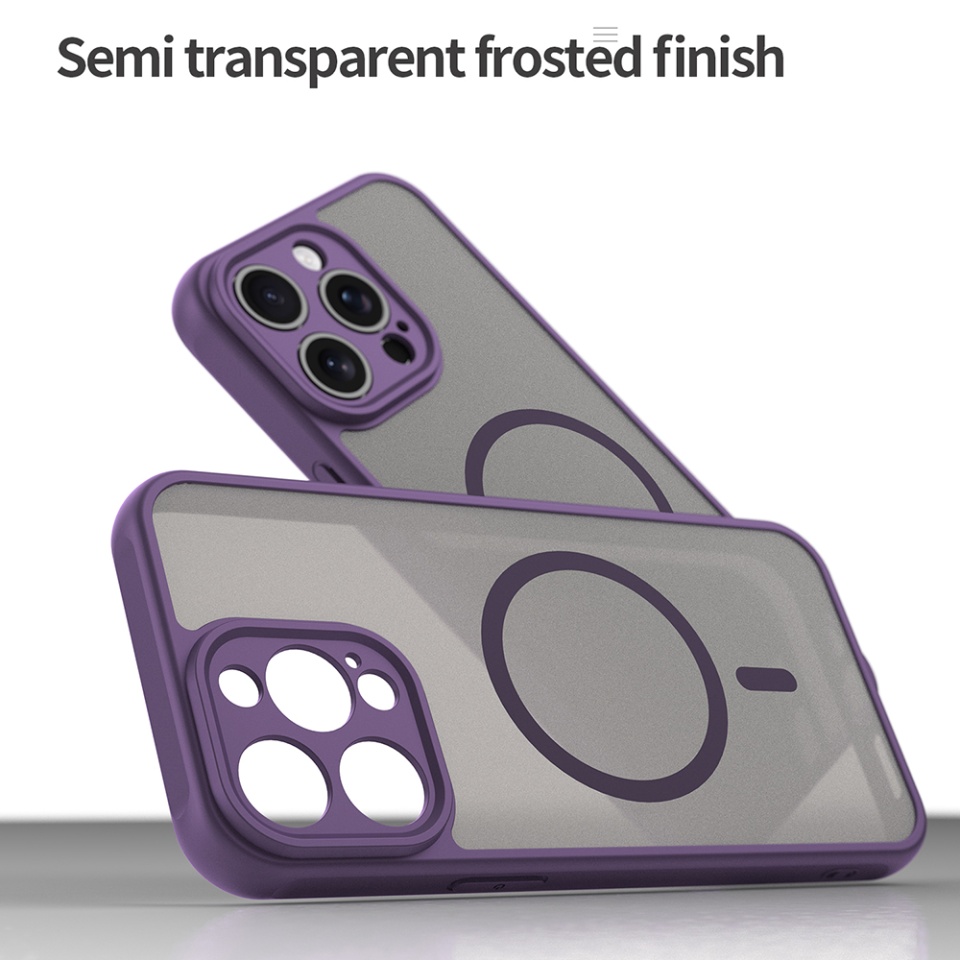 Husa pentru iPhone 15 Pro, SKYDDAR INNOVATION, HaloFrost MagSafe II, Antisoc, set cu sticker, Mov - 3 | YEO