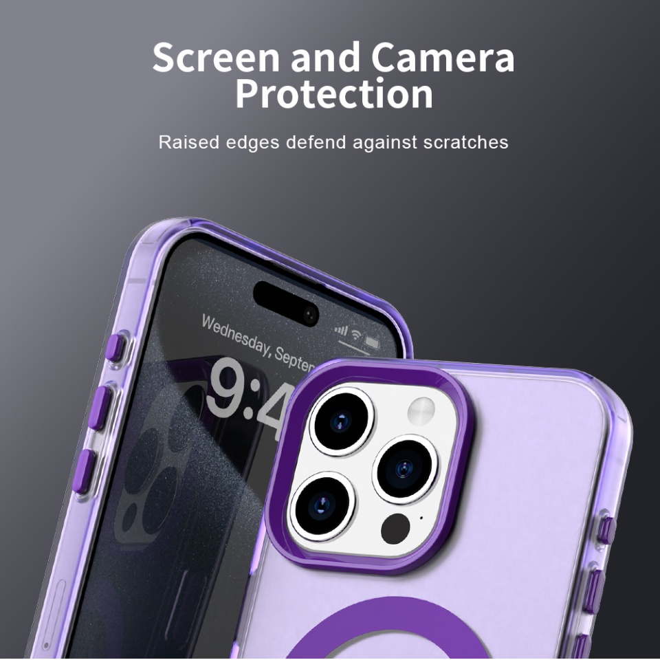 Husa pentru iPhone 15 Pro, SKYDDAR INOVATION, CandyCase, Magsafe, set cu sticker, Mov - 2 | YEO