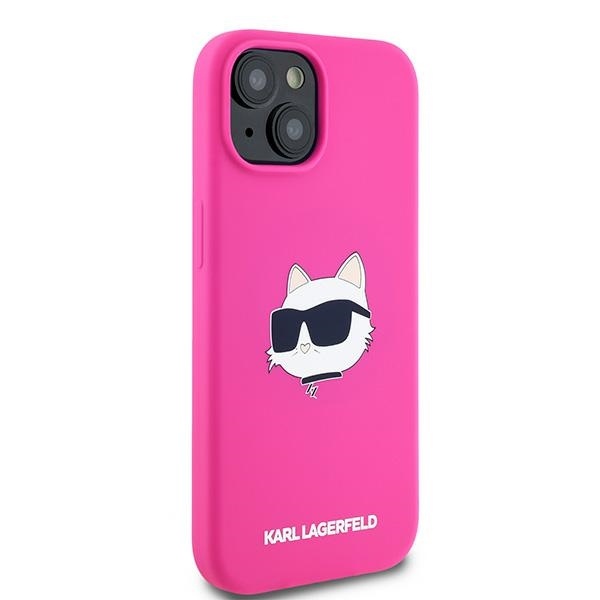 Husa pentru iPhone 15, Silicone MagSafe, Karl Lagerfeld - Fucsia - 6