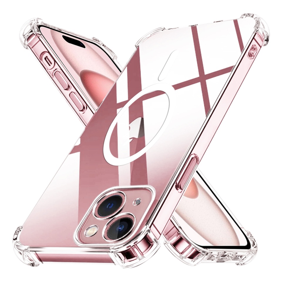 Husa pentru iPhone 15, SKYDDAR INNOVATION, ClearGuard, din silicon transparent, Transparenta, set cu sticker