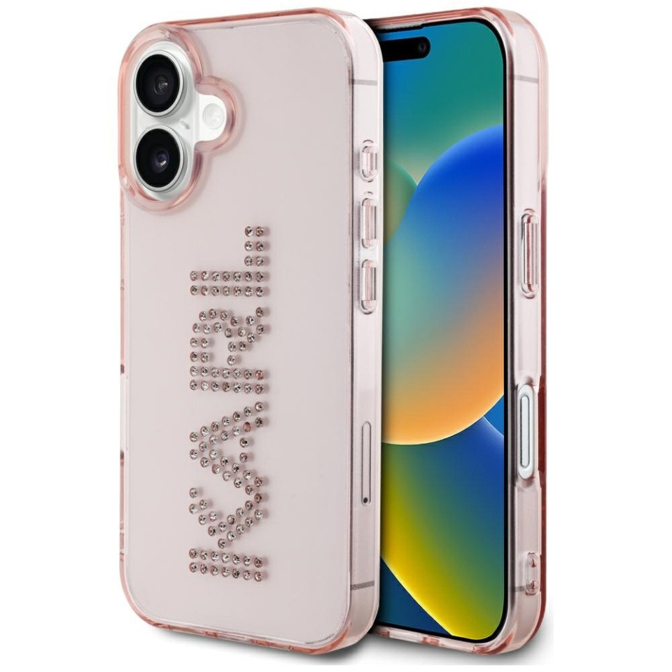 Husa pentru iPhone 16 IML Rhinestones, Karl Lagerfeld - Bleu