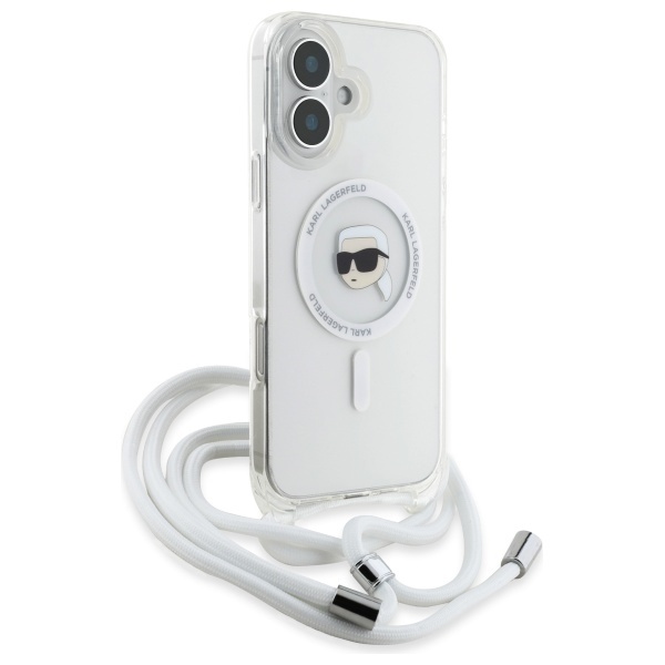 Husa pentru iPhone 16, Karl Lagerfeld, IML Crossbody MagSafe, Transparent Karl Head - 3 | YEO