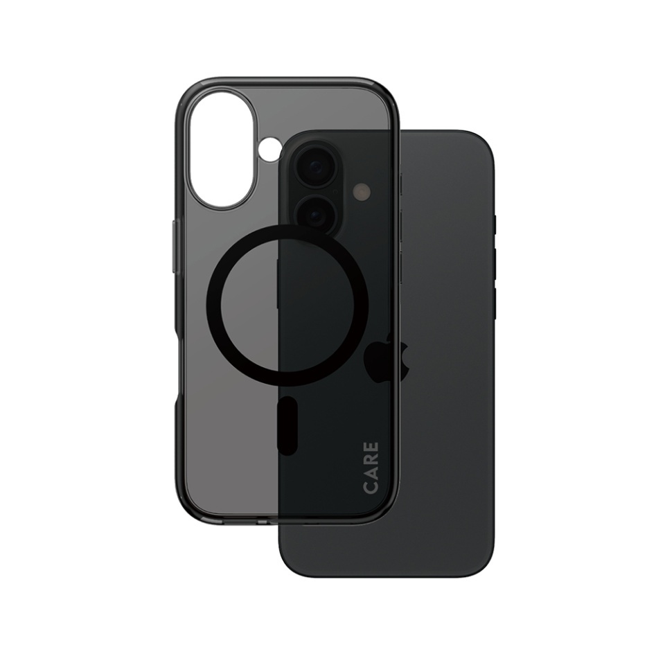 Husa pentru iPhone 16, PanzerGlass, CARE Flagship Urban Combat Black MagSafe, Anti-Soc 4.8m, Anti-Ingalbenire, Design Slim, Compatibila MagSafe, Fumuriu