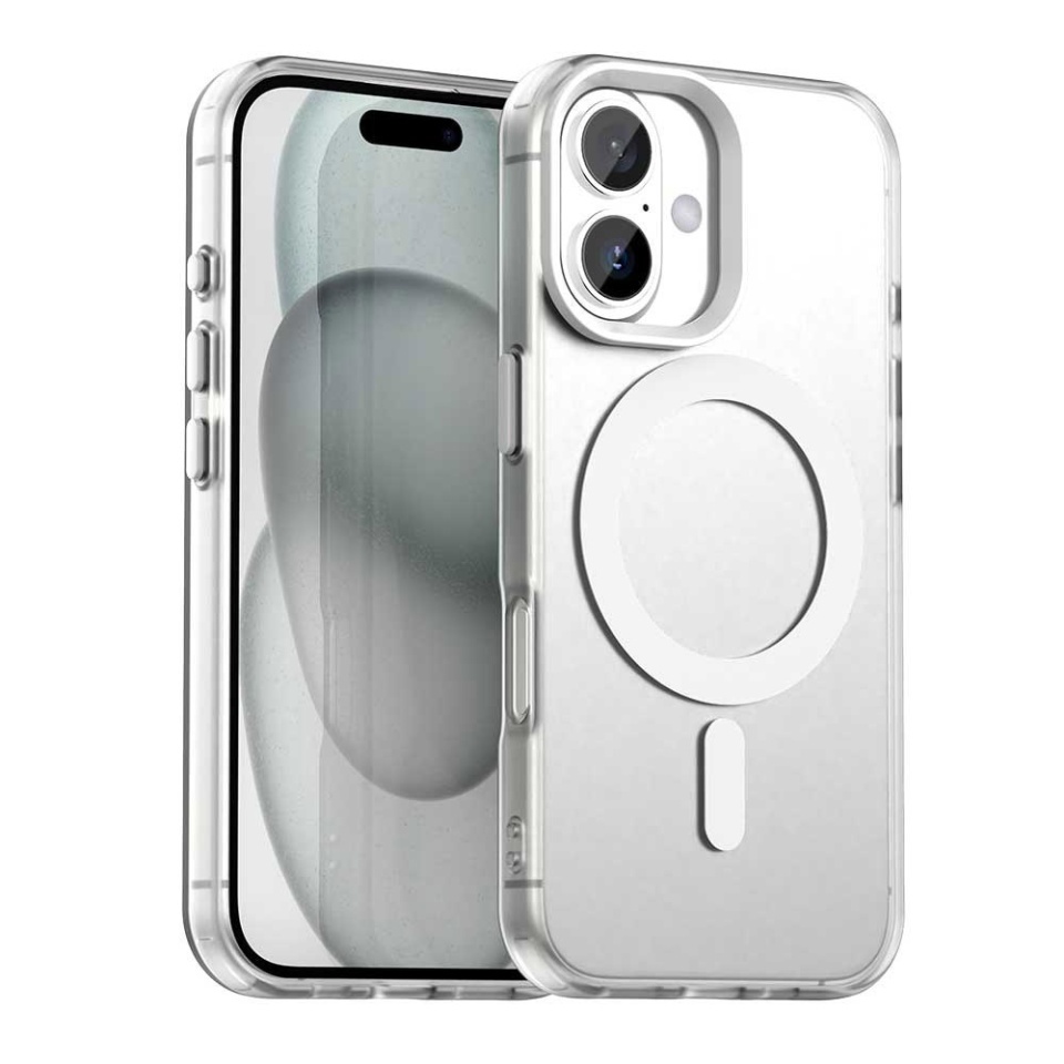 Husa pentru iPhone 16 Plus, SKYDDAR INOVATION, CandyCase, Magsafe, set cu sticker, Alb