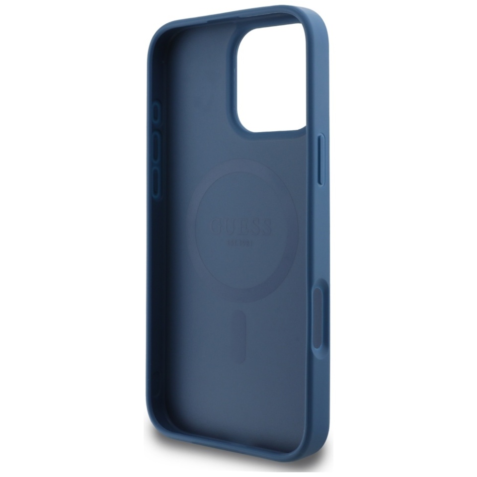 Husa pentru iPhone 16 Pro, Guess, 4G Small and Classic Logo MagSafe, Protectie Slim, Albastru - 1 | YEO