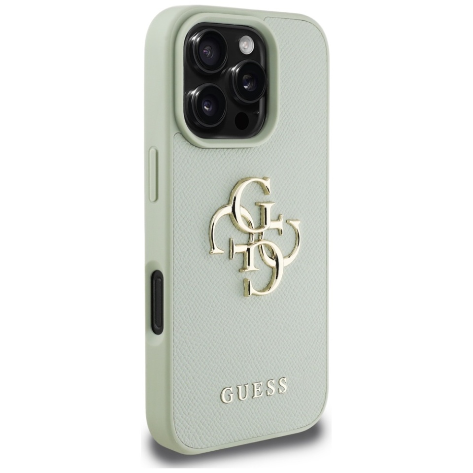 Husa pentru iPhone 16 Pro, Guess, Hardcase Grained Big 4G Logo Small Classic Logo, Protectie Slim, Verde - 3 | YEO