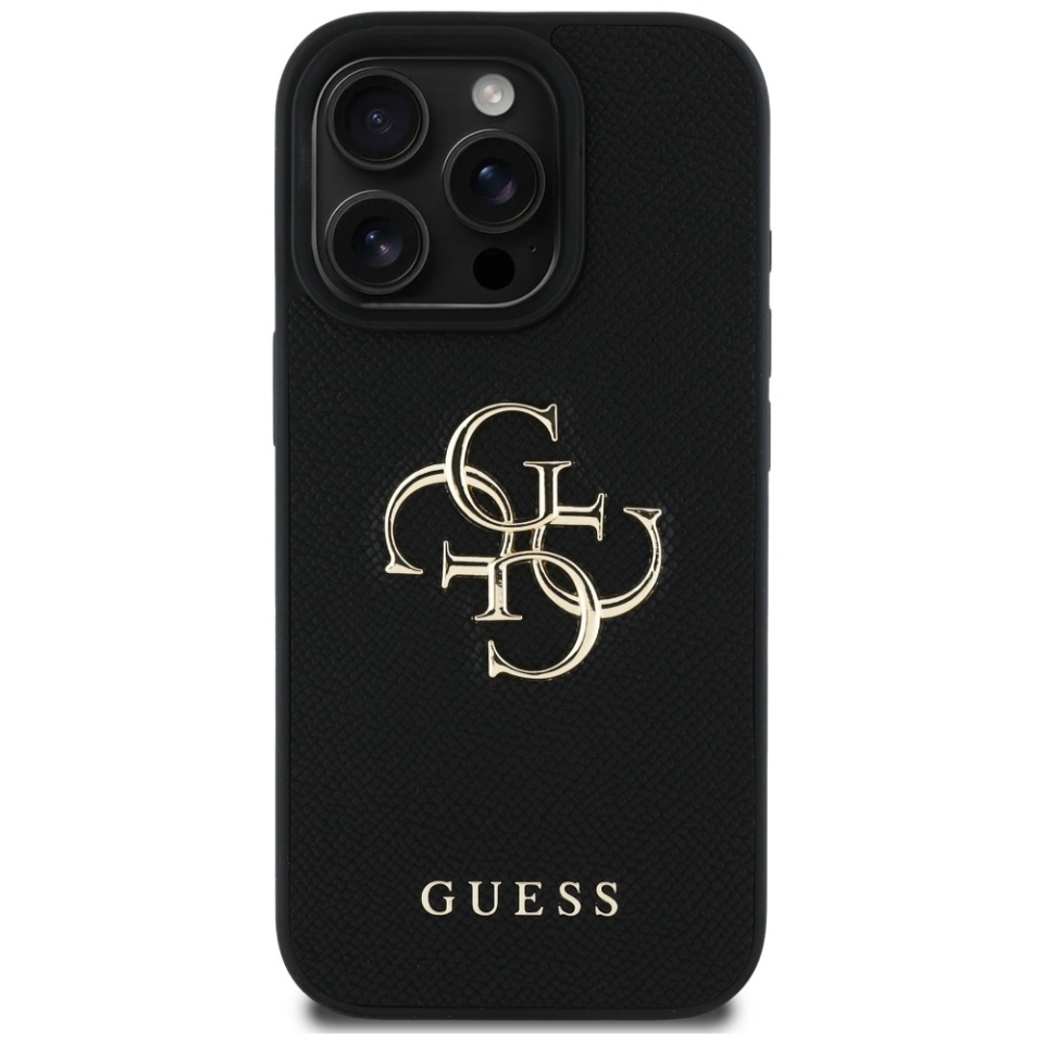 Husa pentru iPhone 16 Pro, Guess, Hardcase Grained Big 4G Logo Small Classic Logo, Protectie Slim, Negru - 2 | YEO