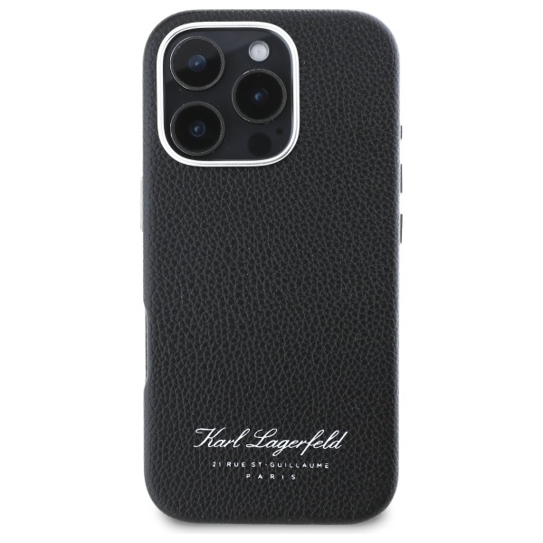 Husa pentru iPhone 16 Pro, Hardcase Leather Monogram, Karl Lagerfeld, Negru - 2 | YEO
