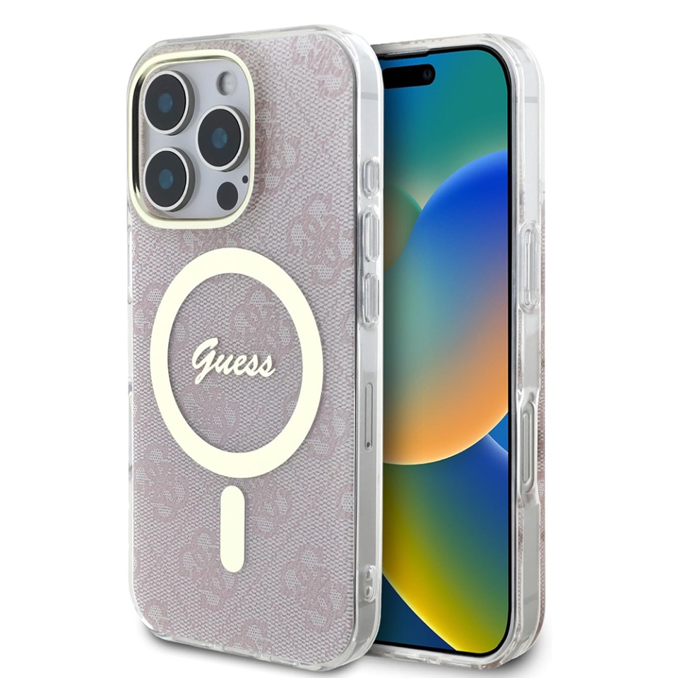 Husa pentru iPhone 16 Pro, IML 4G MagSafe, Guess - Roz