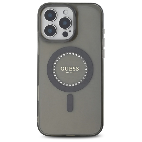 Husa pentru iPhone 16 Pro, IML Rhinestones MagSafe, Guess - Negru - 1 | YEO