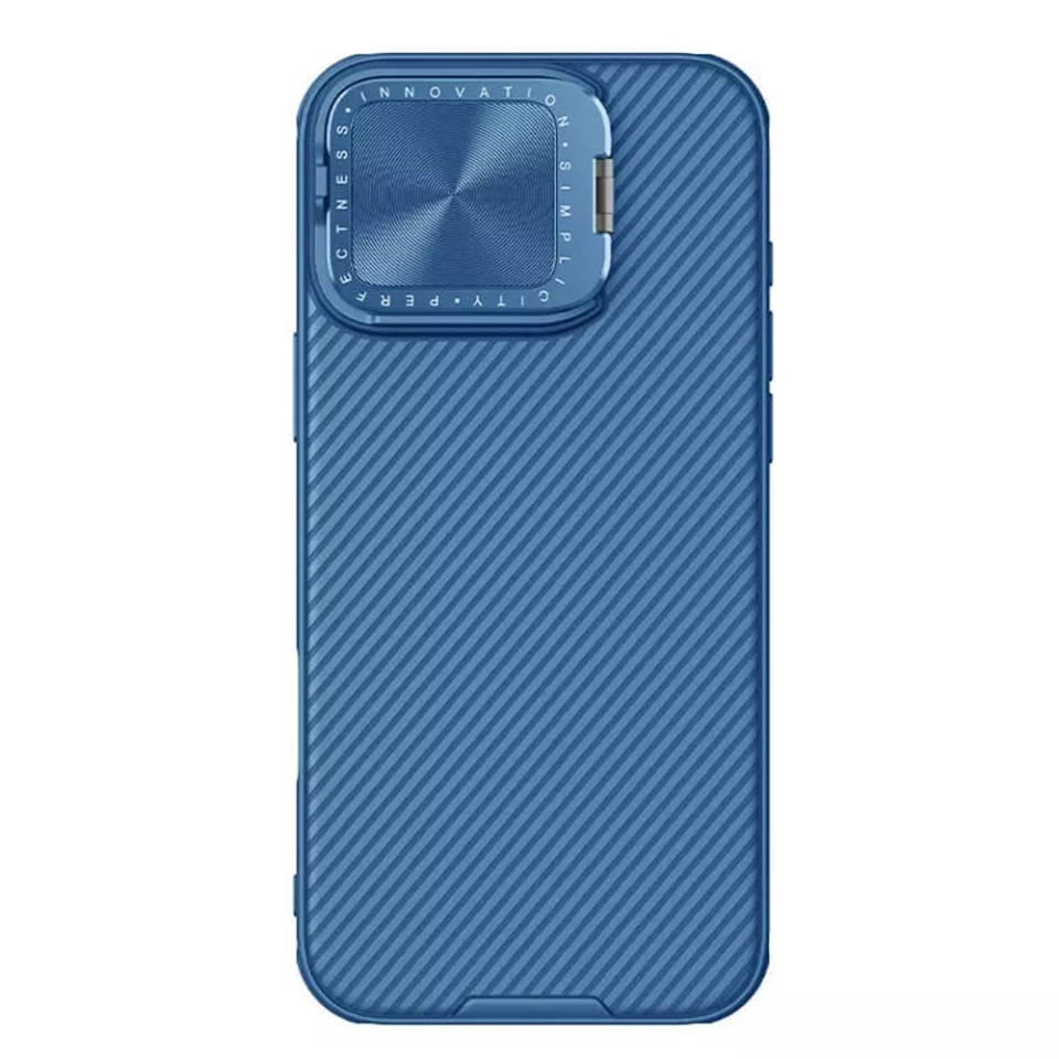 Husa pentru iPhone 16 Pro Max cu inel magnetic si protectie camera Nillkin CamShield - Albastru