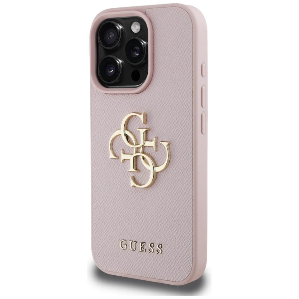 Husa pentru iPhone 16 Pro Max, Guess, Hardcase Grained Big 4G Logo Small Classic Logo, Protectie Slim, Roz - 1 | YEO