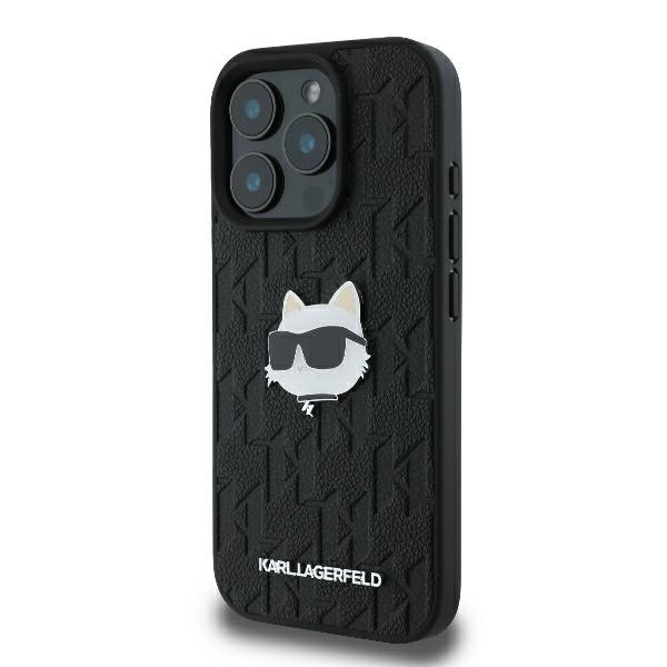 Husa pentru iPhone 16 Pro Max, Hardcase Leather Monogram, Karl Lagerfeld - Negru - 1 | YEO