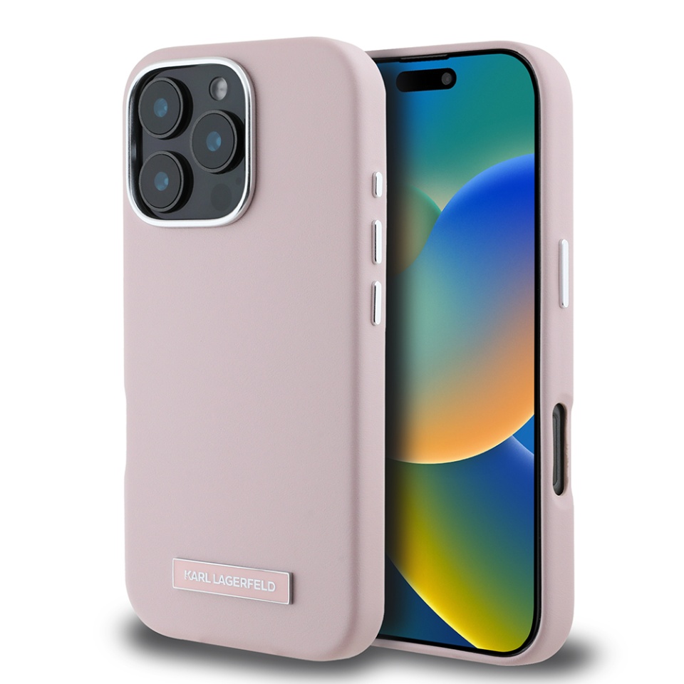 Husa pentru iPhone 16 Pro Max Leather MagSafe, Karl Lagerfeld - Roz