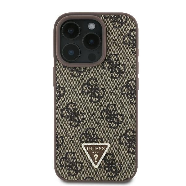 Husa pentru iPhone 16 Pro Max Leather Metal Logo Strass Crossbody, Guess - Maro - 1 | YEO