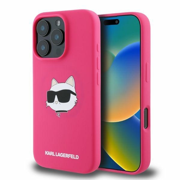Husa pentru iPhone 16 Pro Max, Silicone MagSafe, Karl Lagerfeld - Fucsia