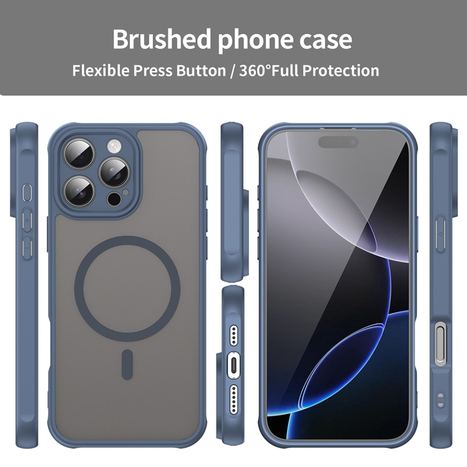 Husa pentru iPhone 16 Pro Max, SKYDDAR INNOVATION, HaloFrost MagSafe II, Antisoc, set cu sticker, Bleumarin - 2 | YEO