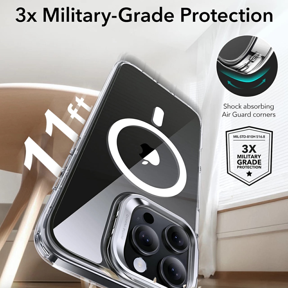 Husa pentru iPhone 16 Pro Max, slim MagSafe, Classic Hybrid HaloLock Kickstand ESR - Transparenta - 2 | YEO