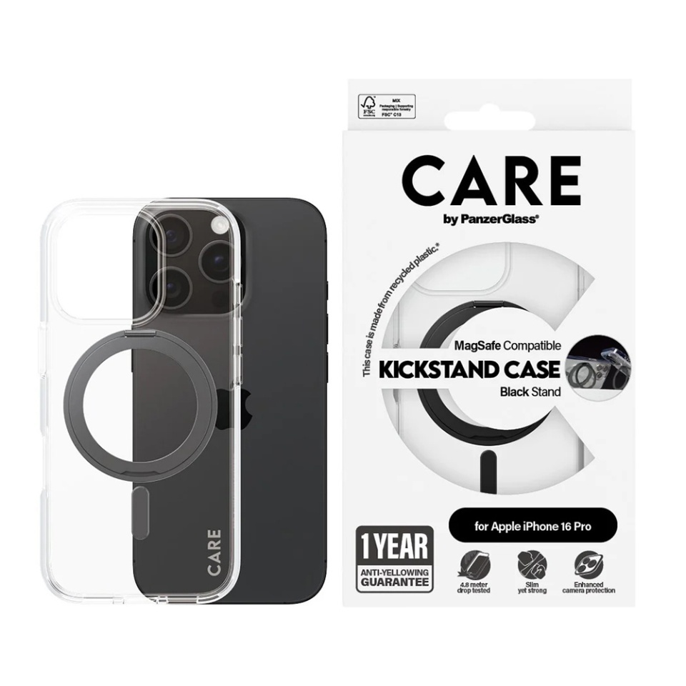 Husa pentru iPhone 16 Pro, PanzerGlass, MagSafe Kickstand si Protectie Camera, Margini Intarite Anti-Soc, Design Slim, Transparent - 3 | YEO