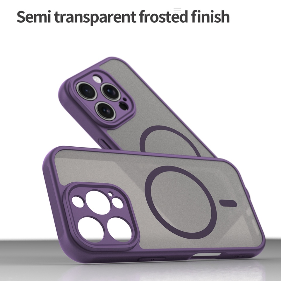 Husa pentru iPhone 16 Pro, SKYDDAR INNOVATION, HaloFrost MagSafe II, Antisoc, set cu sticker, Mov - 3 | YEO
