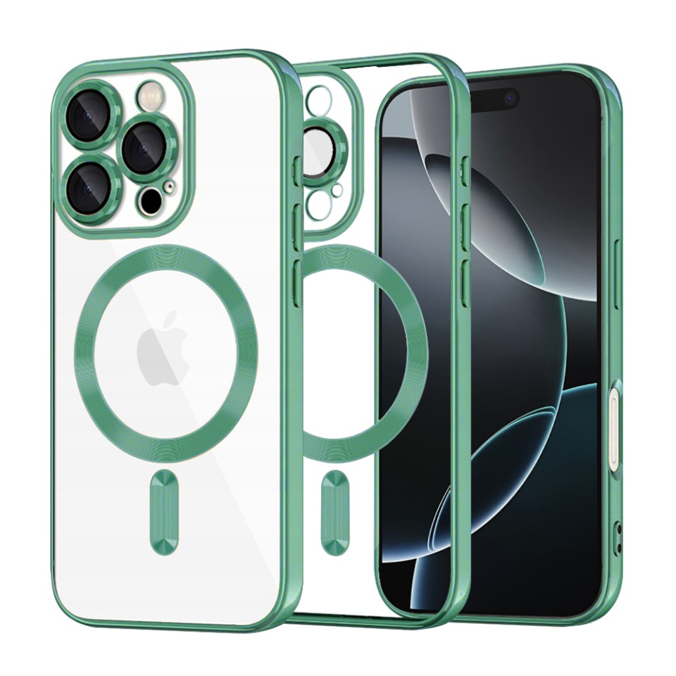 Husa pentru iPhone 16 Pro, SKYDDAR INNOVATION, Luxury Shield Magsafe, Protectie Antisoc, Verde deschis, set cu sticker