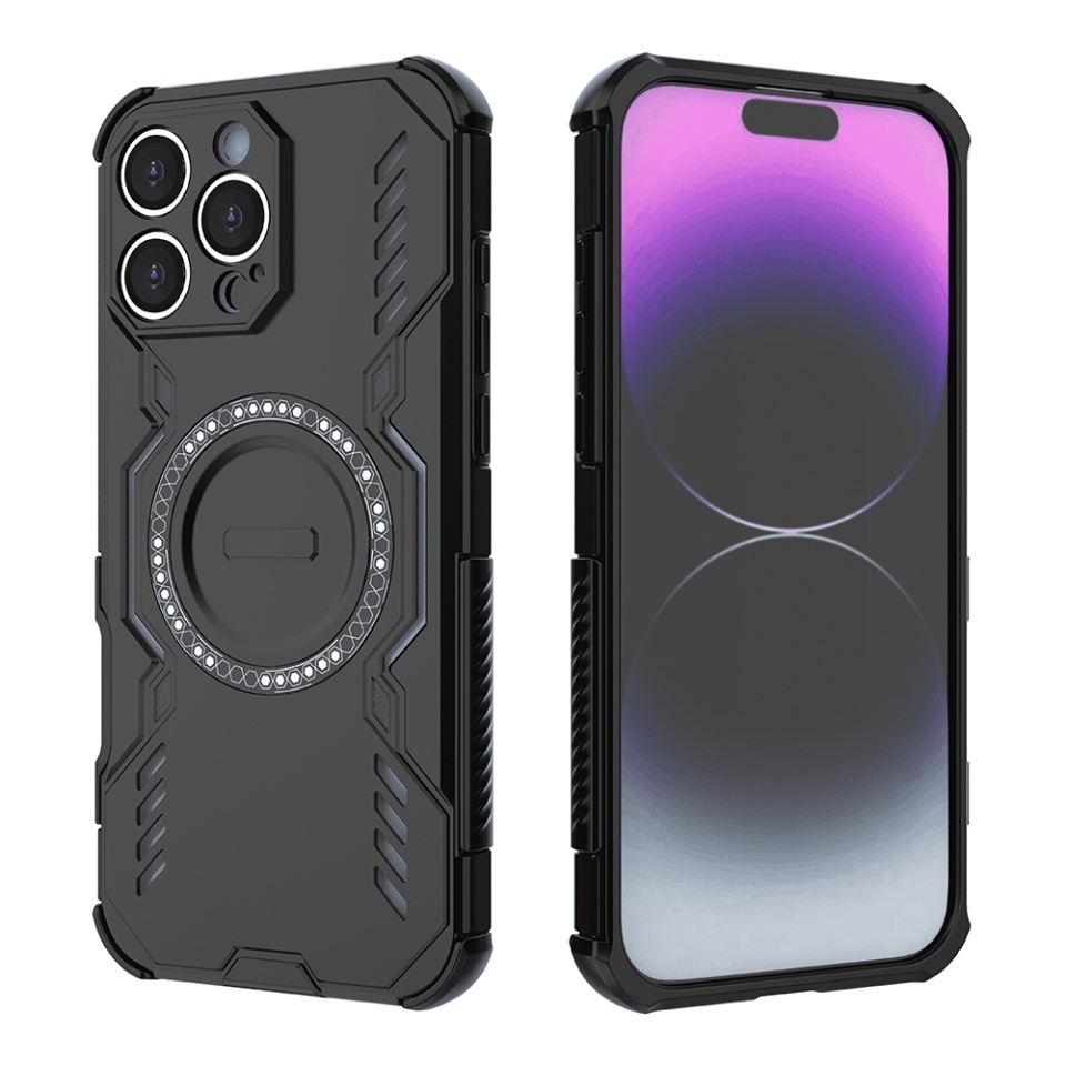 Husa pentru iPhone 16 Pro, SKYDDAR INOVATION, ArmorMag, Magsafe, set cu sticker, Negru - 1 | YEO