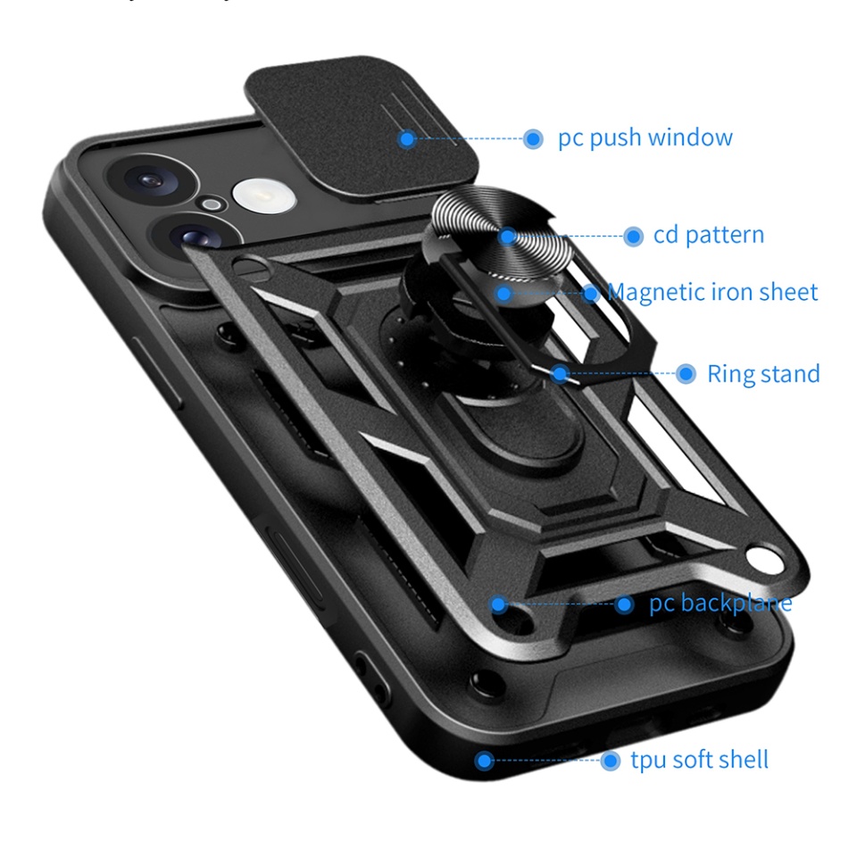 Husa pentru iPhone 16, SKYDDAR INNOVATION, CamShield, Verde, set cu sticker - 1 | YEO
