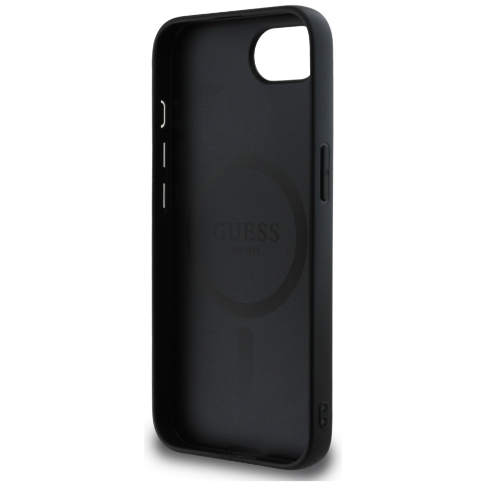 Husa pentru iPhone 16e, 4G Ring Triangle Logo MagSafe, Guess - Negru - 3 | YEO