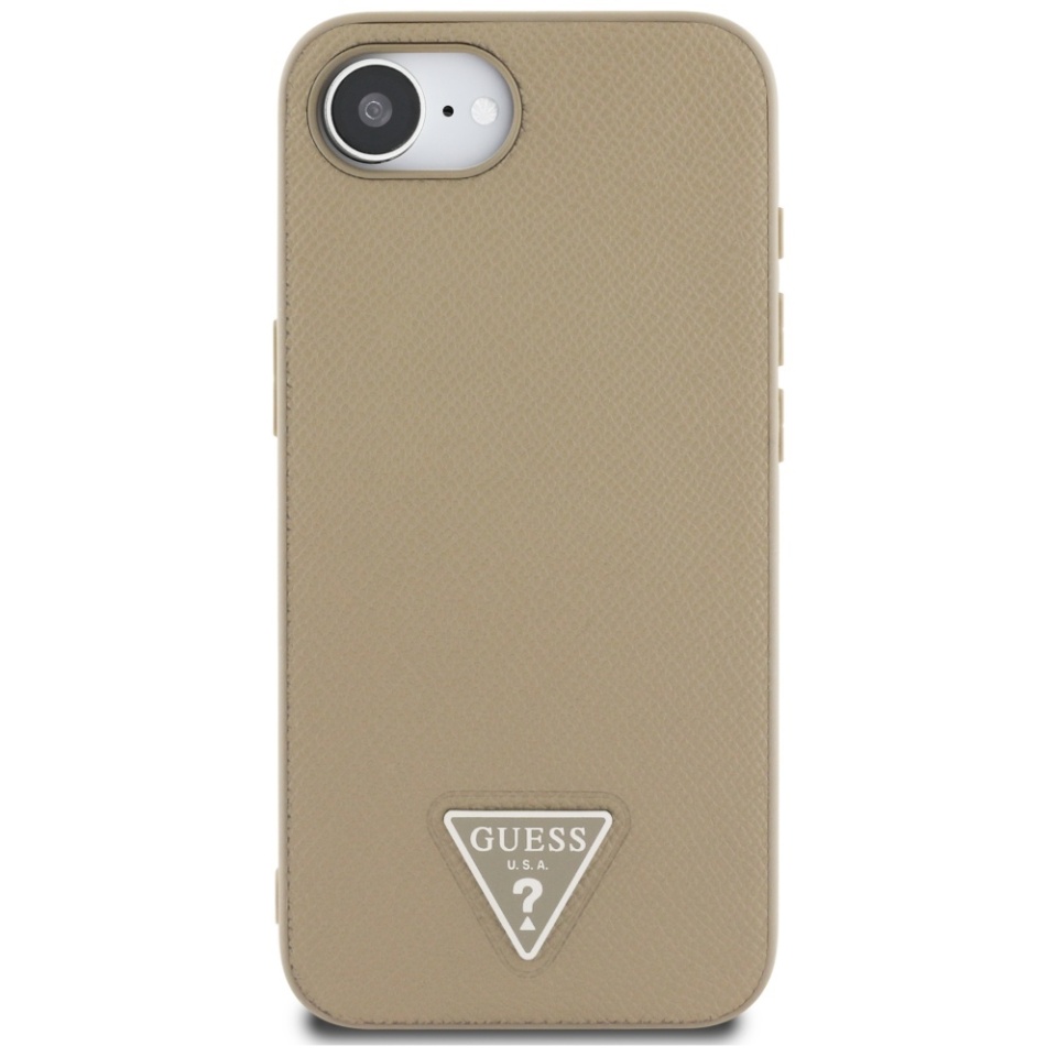 Husa pentru iPhone 16e, Grained Triangle, Guess, Maro - 1 | YEO