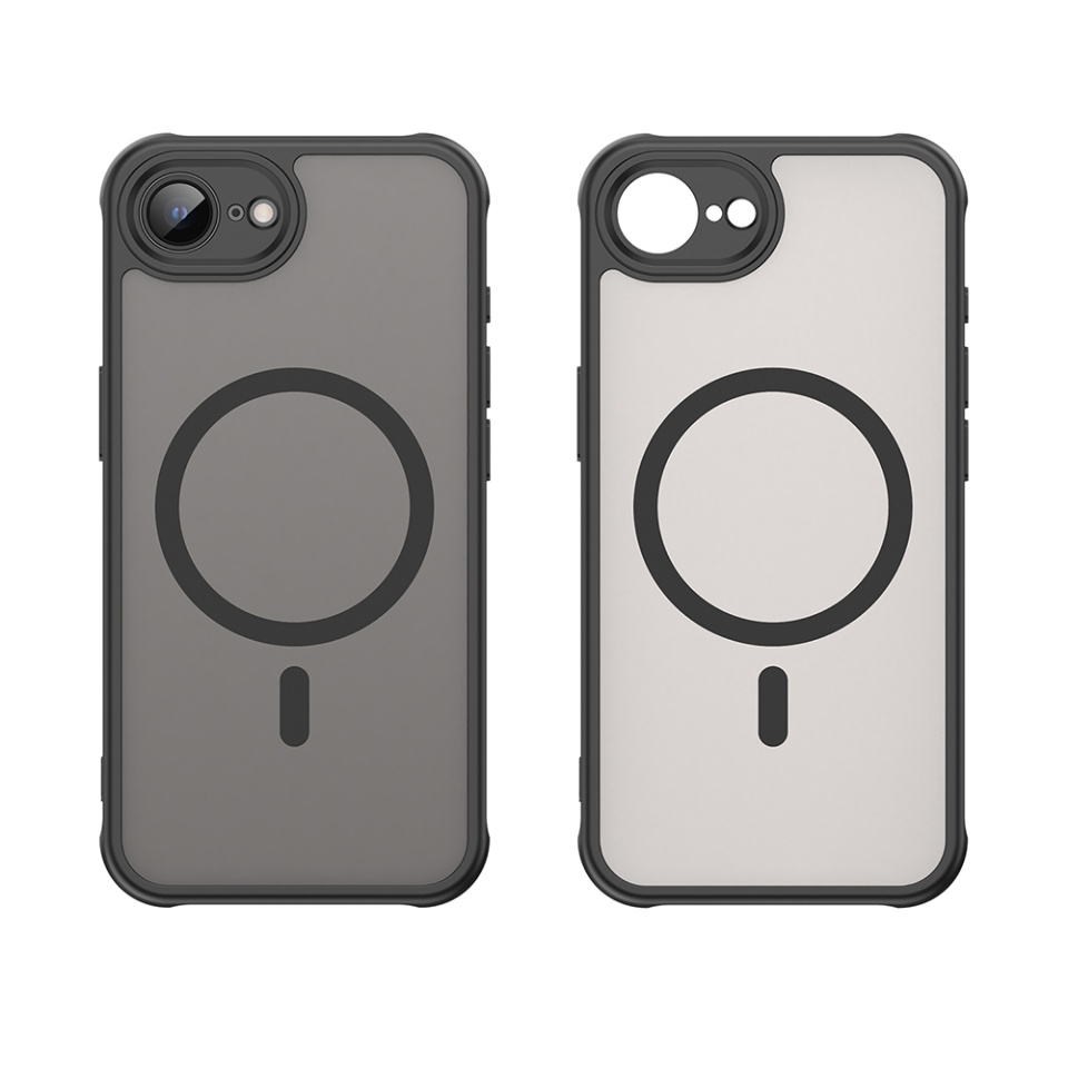Husa pentru iPhone 16e, SKYDDAR INNOVATION, HaloFrost MagSafe II, Antisoc, set cu sticker, Negru - 1 | YEO