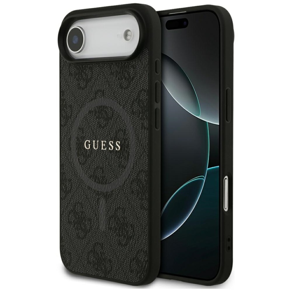 Husa pentru iPhone 17 Air, 4G Ring Classic Logo MagSafe, Guess, Negru