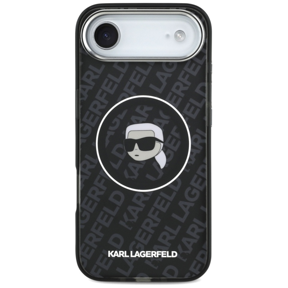 Husa pentru iPhone 17 Air, IML Glitter K&C Heads Logo MagSafe, Clear Mono Karl&Choupette