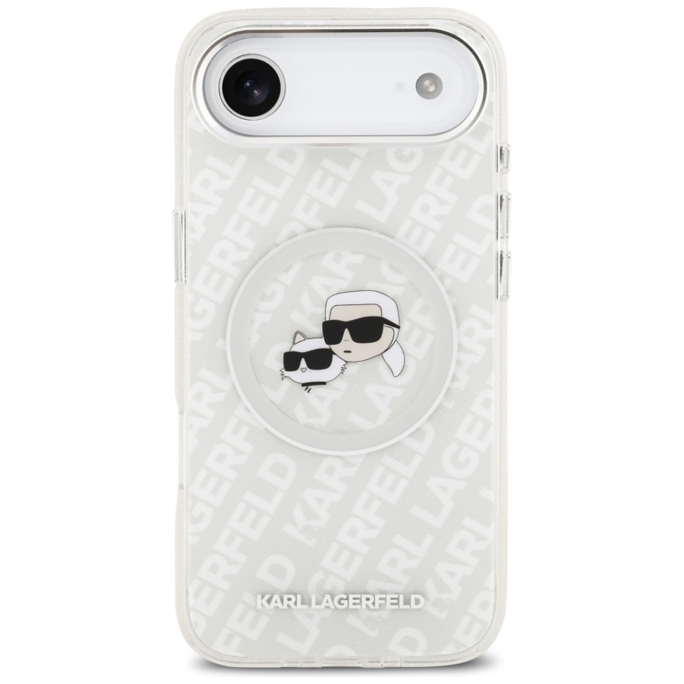Husa pentru iPhone 17 Air, IML Glitter K&C Heads Logo MagSafe, Clear Mono Karl&Choupette - 2 | YEO