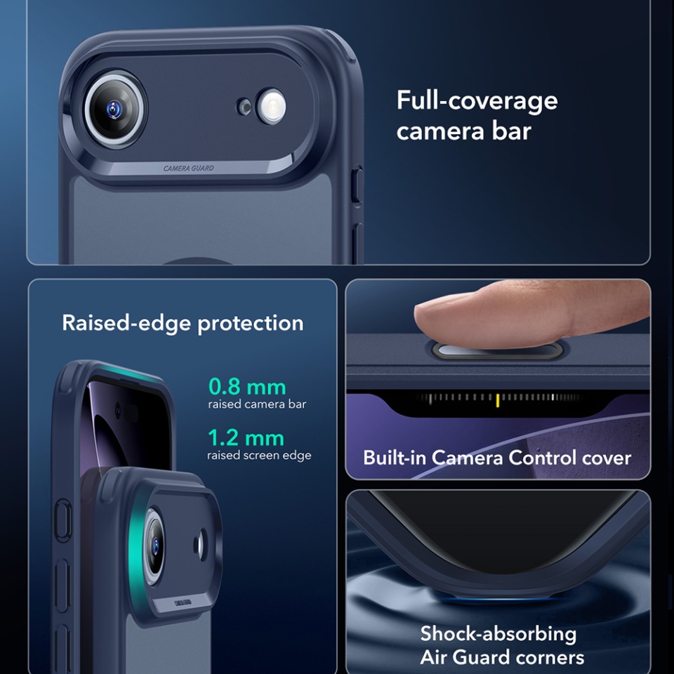 Husa pentru iPhone 17 Air, slim, ESR Classic Hybrid HaloLock, Bleu - 3 | YEO