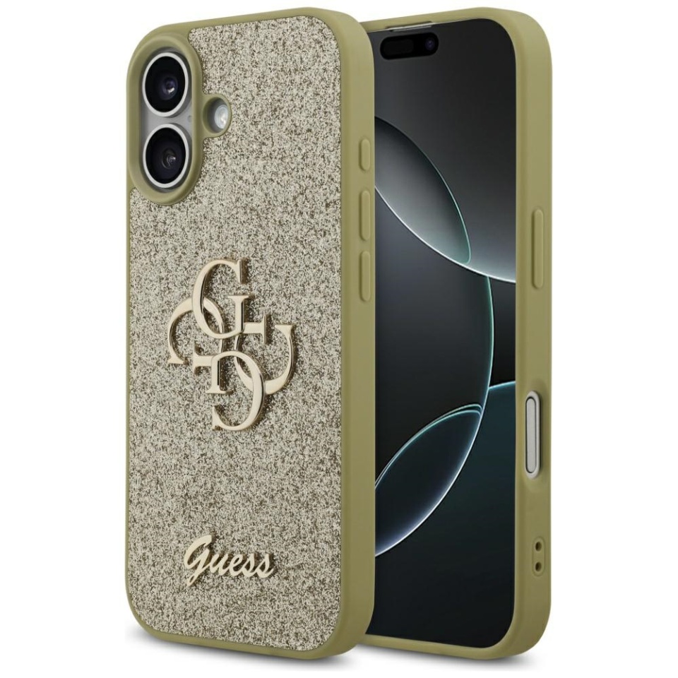 Husa pentru iPhone 17, Glitter Fixed Big 4G, Protectie Slim, Guess, Auriu