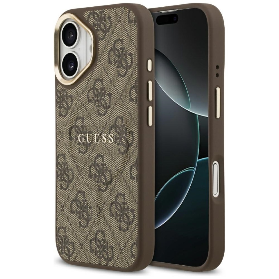 Husa pentru iPhone 17, Guess, Hardcase 4G Classic MagSafe, Maro