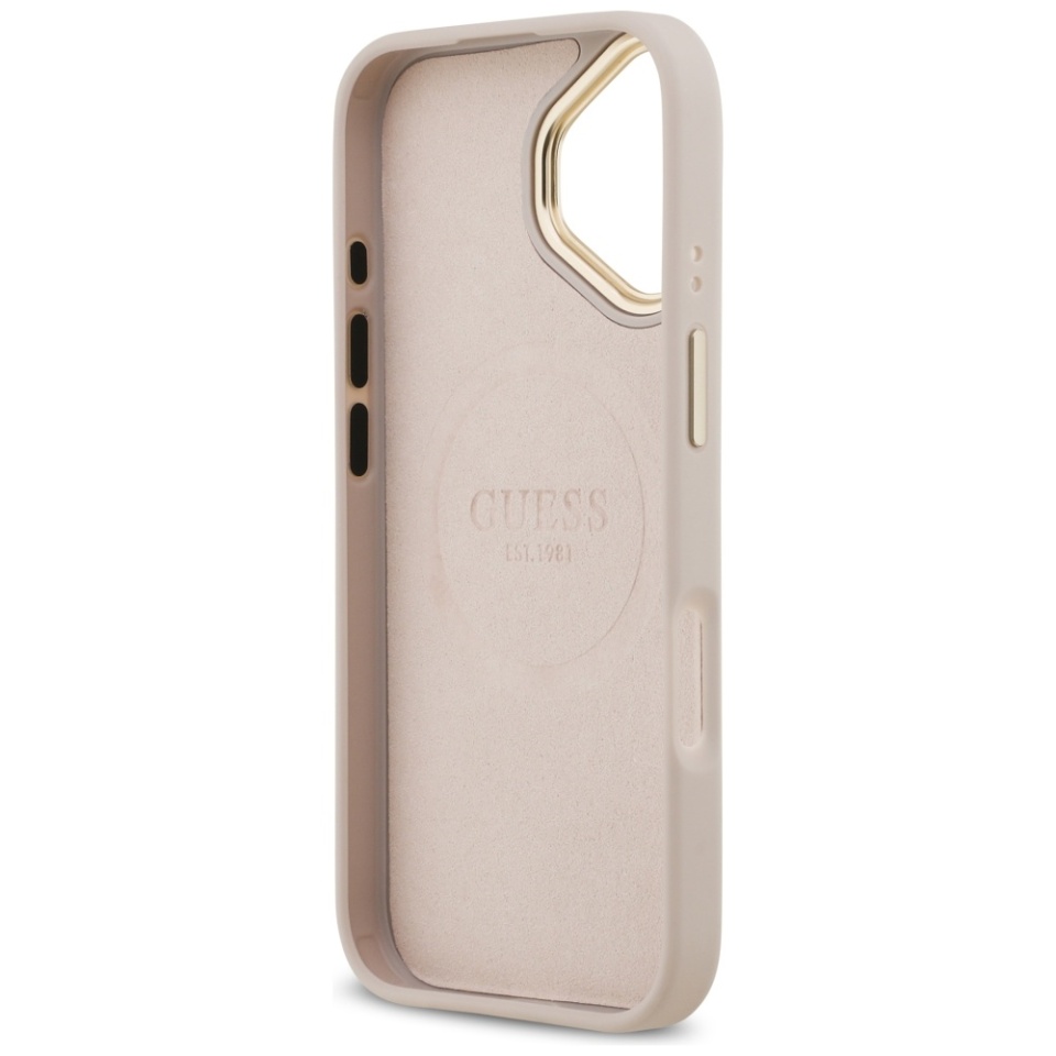 Husa pentru iPhone 17, Guess, Hardcase 4G Logo Plate MagSafe, Roz - 2 | YEO