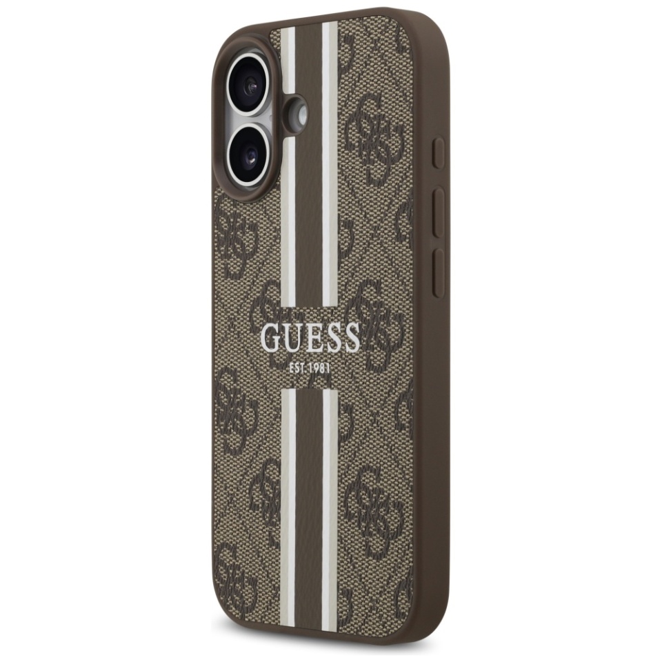 Husa pentru iPhone 17, Guess Printed Stripes MagSafe, Maro - 1 | YEO