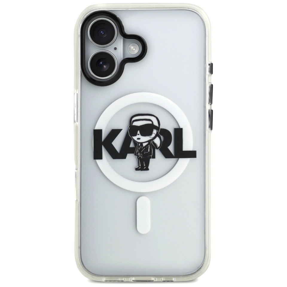 Husa pentru iPhone 17, IML Glitter K&C Heads Logo MagSafe, Clear Mono Karl&Choupette - 2 | YEO