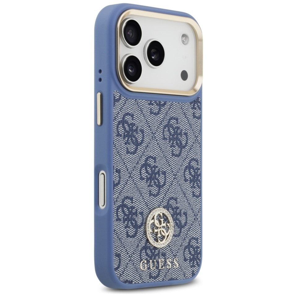 Husa pentru iPhone 17 Pro, 4G Strass Logo with Big Strap Metal Button MagSafe, Protectie Slim, Albastru - 1 | YEO