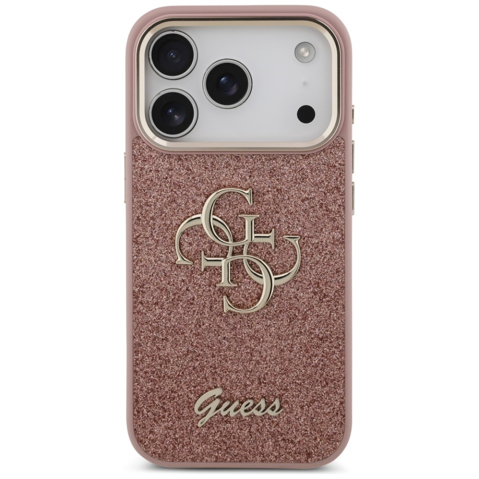 Husa pentru iPhone 17 Pro, Glitter Fixed Big 4G, Protectie Slim, Guess, Roz - 1 | YEO