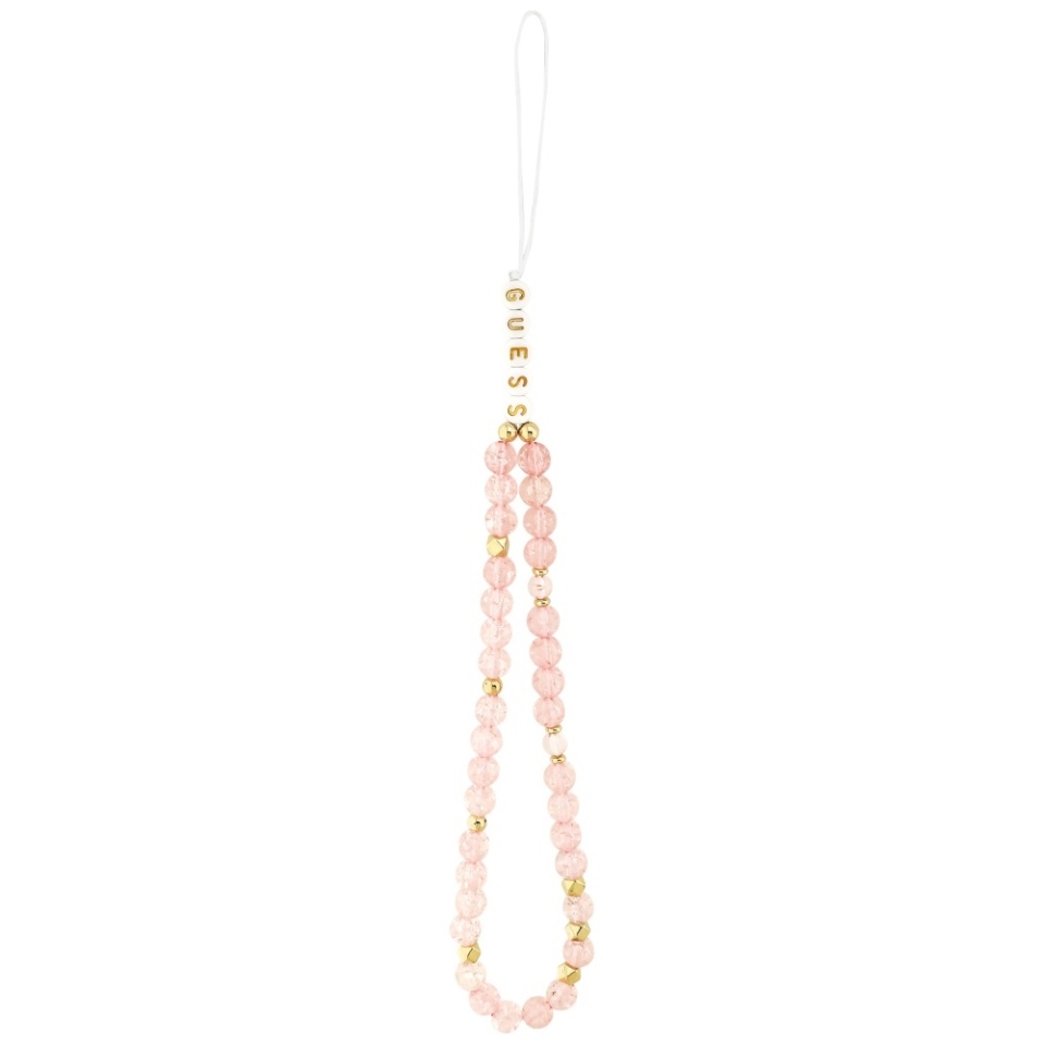 Husa pentru iPhone 17 Pro, IML Flowers with Pearl Strap MagSafe, Guess - Roz - 3 | YEO