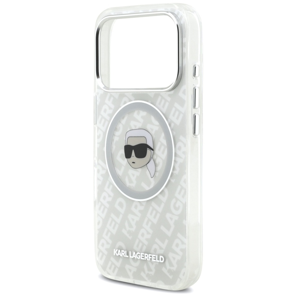 Husa pentru iPhone 17 Pro, IML Glitter K&C Heads Logo MagSafe, Clear Mono Karl&Choupette - 3 | YEO