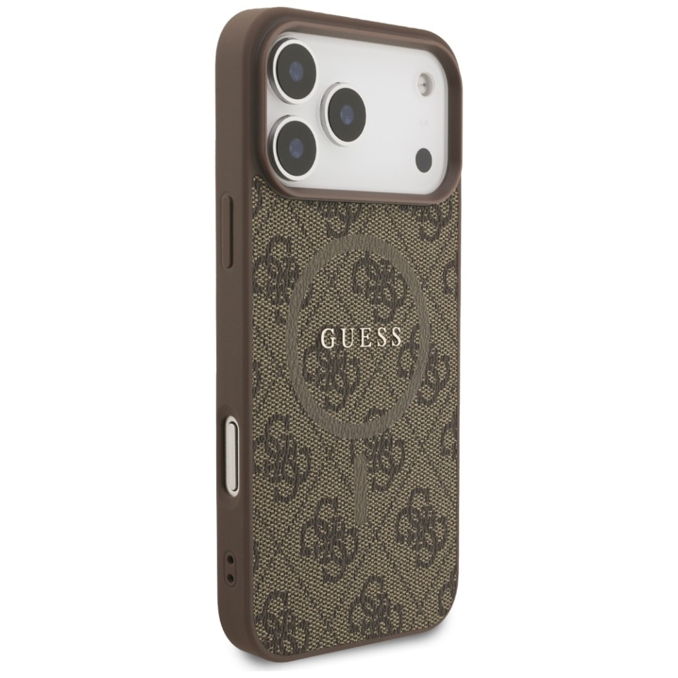 Husa pentru iPhone 17 Pro Max, 4G Ring Classic Logo MagSafe, Guess, Maro - 2 | YEO