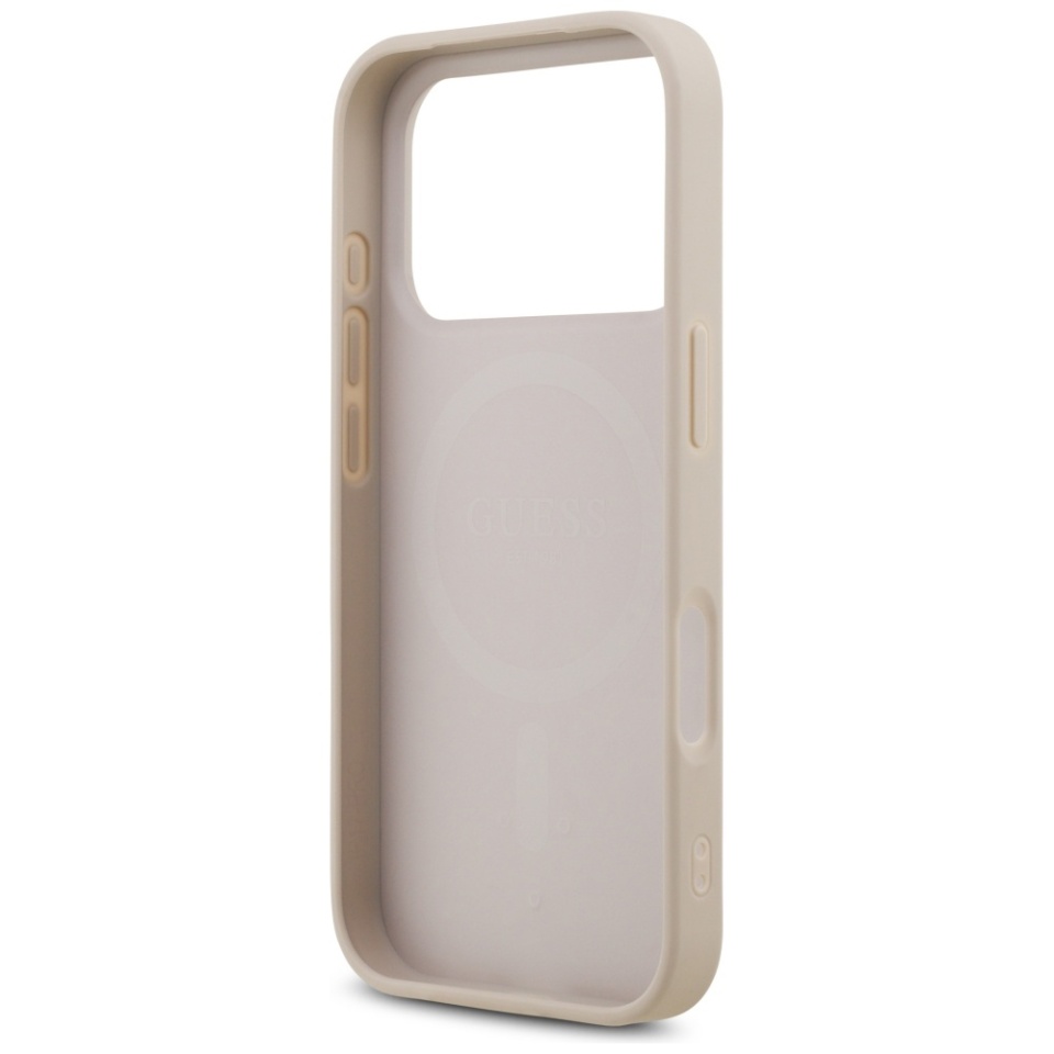 Husa pentru iPhone 17 Pro Max, Guess, Leather 4G Triangle Strass, Roz - 5